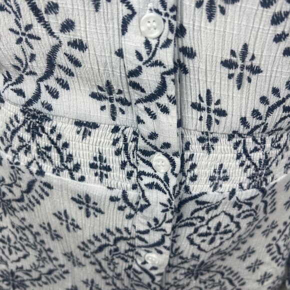 Lane Bryant Shirt 22 Black White Button Down Tunic Hi Low Peasant Casual Career - Picture 4 of 14